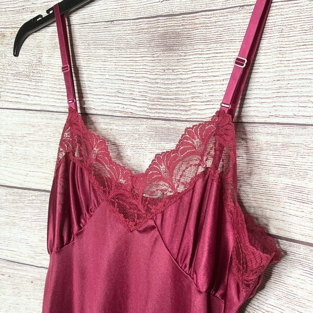Vintage Bari Women's Maroon Lace Slip Nightgown Dress